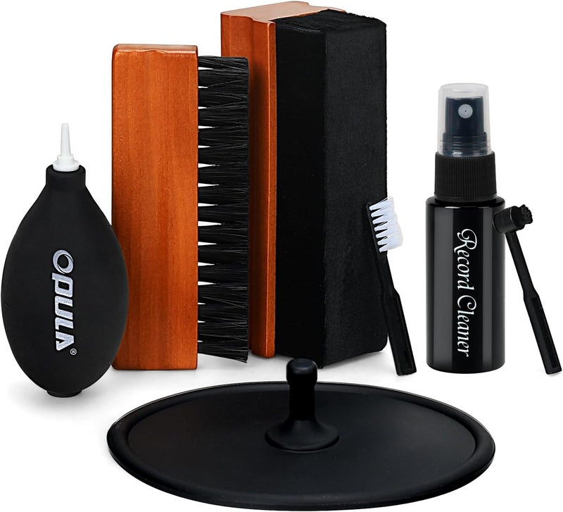 Opula 7-in-1 Vinyl Record Cleaning Kit Complete - Vinyl Record Cleaner Solution - Velvet Brush - Microfiber Brush - Stylus Brush - Label Protector - Air Blower - Brush for Velvet, Restore LPs Album - Image 1